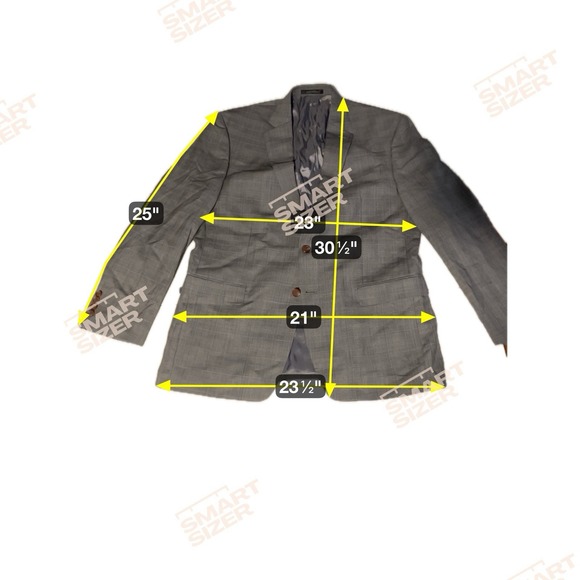 Lauren Ralph Lauren Gray Plaid Two Button Blazer, Men's 42R Jacket, Windowpane - Picture 4 of 10